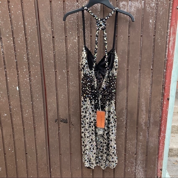 NEW w/tags Lila Madison New York Sequins Beads Black Silver SPARKLE Party Dress - Picture 6 of 8